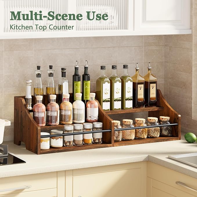 FAVOOSTY 5 Tier Countertop Liquor Bottle Display Shelf Organizer, Retro - Image 6