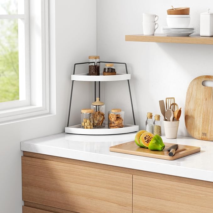 Forbena Corner Bathroom Organizer Countertop, 2Tier Sink Corner Shelf Stand - Image 3