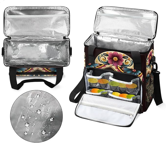 Day The Dead Skull Halloween Coffee Maker Carring Bag, Large Insulated Storage - Image 4