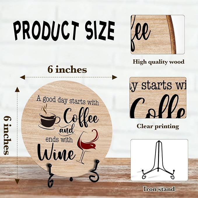 Coffee And Wine Desk Decor Sign, Rustic Funny Wooden Box Plaque, A Good Day - Image 2