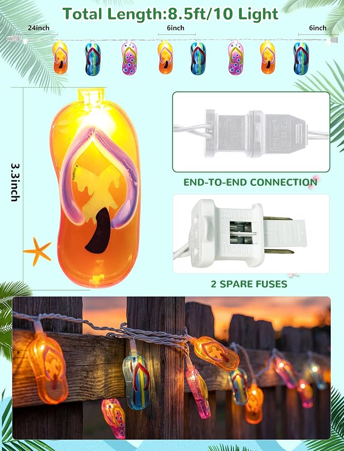 8.5Ft Slipper String Lights Tropical Beach Themed String Lights - Image 4
