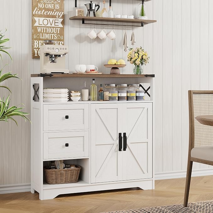 Vabches Farmhouse Buffet Sideboard Cabinet - Image 2