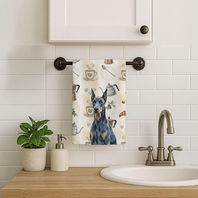 Caroline's Treasures Blue Doberman Pinscher Coffee Bar Kitchen Towel Velour - Image 7