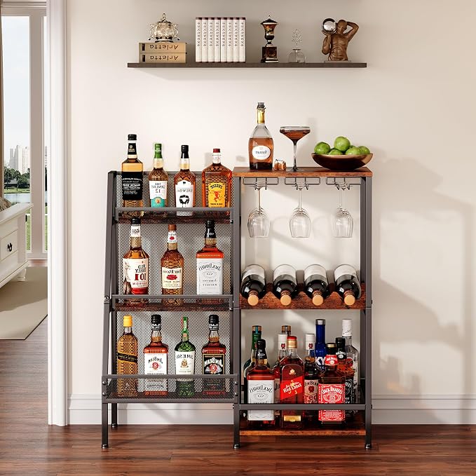 Versatile Liquor Stand for Home Bar, Wine Rack Freestanding Floor, Mini Bar by Hayexiha