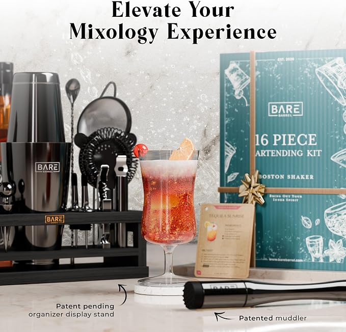 BARE BARREL® Mixology Bartender Kit Bar Set | 16-Piece Cocktail Shaker Set | - Image 8