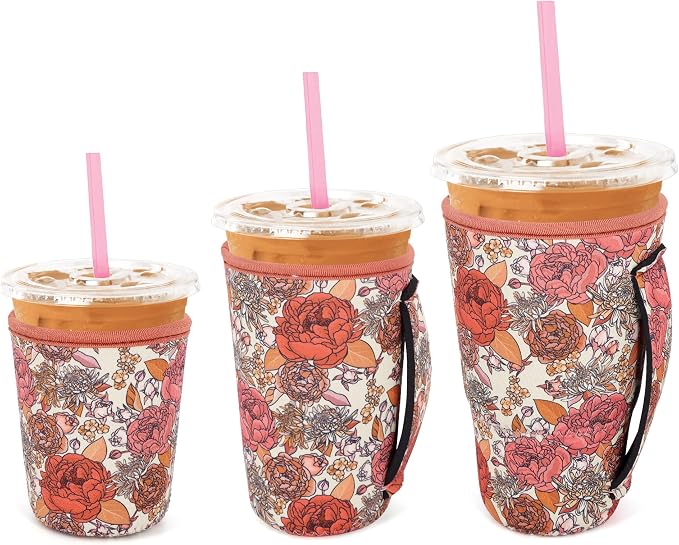 3 Pack Iced Coffee sleeve Insulated Neoprene Cup Sleeves by Snowso