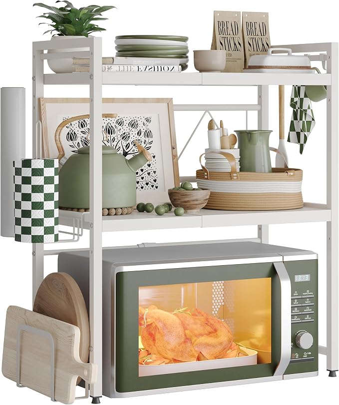 NETEL Expandable Microwave Stand, 3 Tier Metal Kitchen Countertop Organizer by NETELOfficial