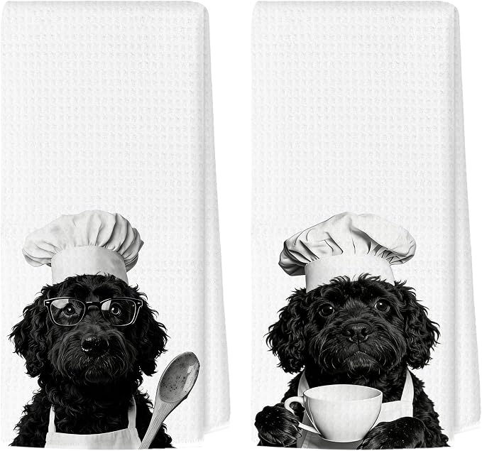 Funny Cockapoo Kitchen Towels Set of 2, Dog Kitchen Bar Accessories, Dog Chef by Unknown