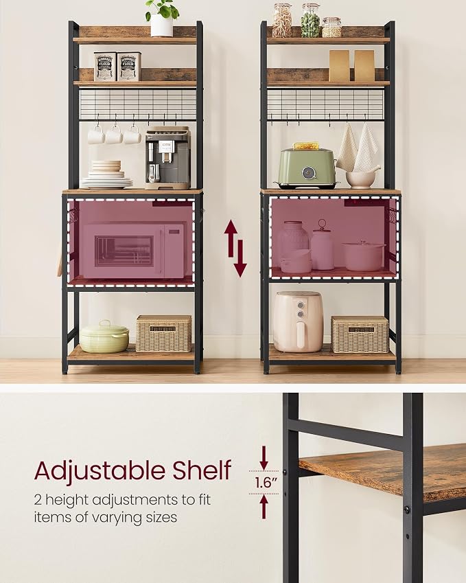 VASAGLE Bakers Rack with Power Outlet, Microwave Stand, Kitchen Tall Utility - Image 7