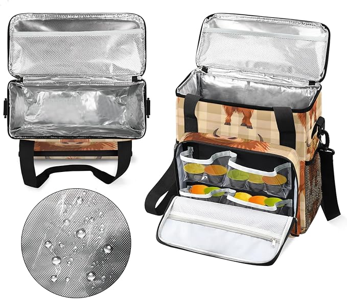 Cow Highland Coffee Maker Carring Bag, Large Insulated Storage Organizer Case - Image 4