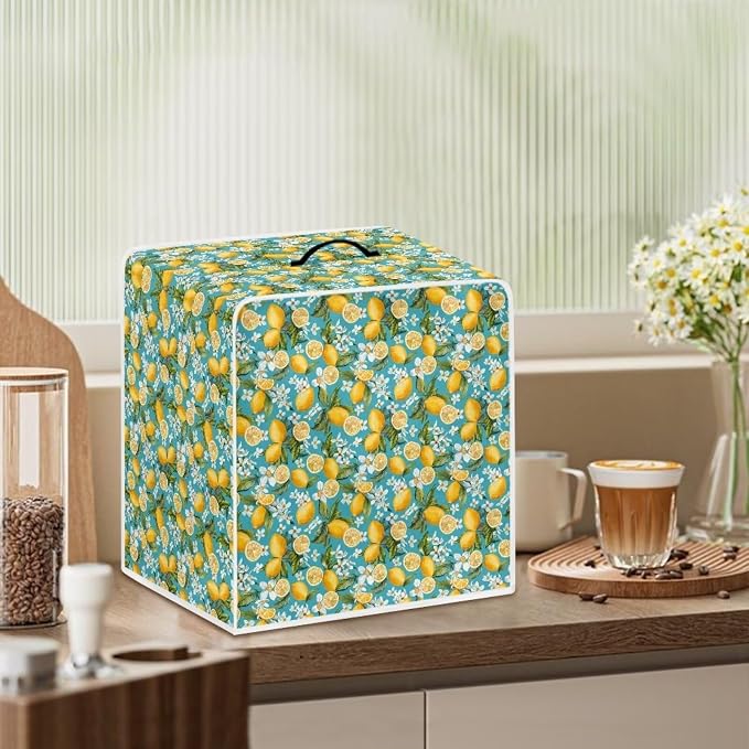 Lemon Print Coffee Maker Dust Cover Theme Appliance - Image 3