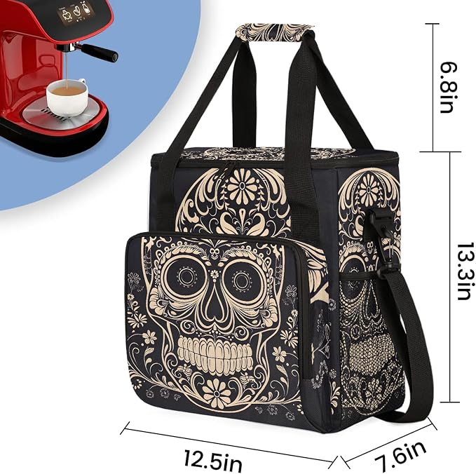 Halloween Sugar Skull Coffee Maker Carring Bag, Large Insulated Storage - Image 2
