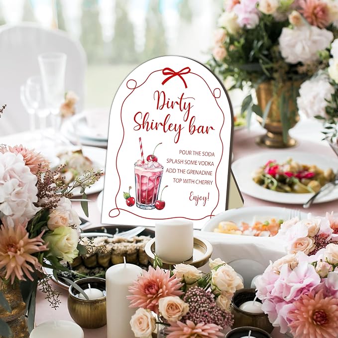 Red Bow Baby Shower Bar Signs, Baby Shower Welcome Wooden Sign, Bow Table Decor - Image 4