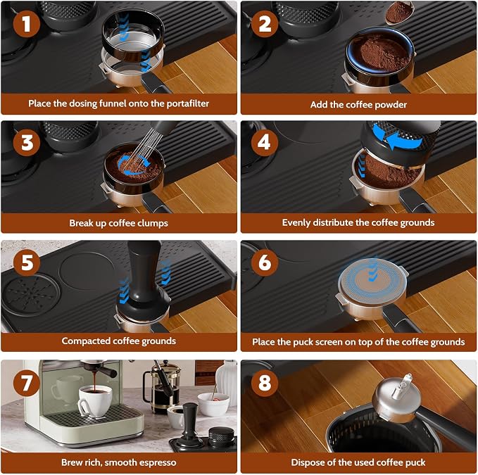 7 PCS Espresso Accessories, 54mm Espresso Tamper Tools, Coffee Distributor - Image 8