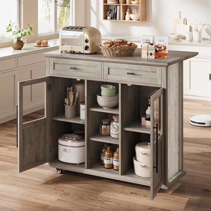 Mobile Storage Island, 2-Tier Rolling Kitchen Cart - Image 4