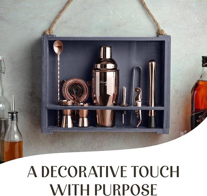 Mixology & Craft Rustic Cocktail Shaker Set – Includes Wood Stand, Complete - Image 7