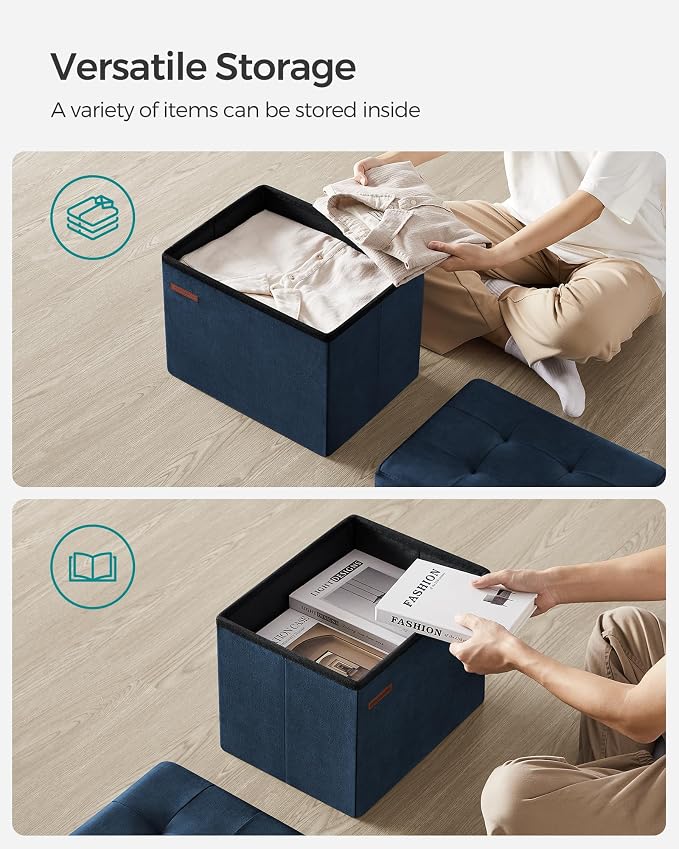 SONGMICS Storage Ottoman, Foldable Small Ottoman Foot Rest, 12.2 x 16.1 Inches - Image 5