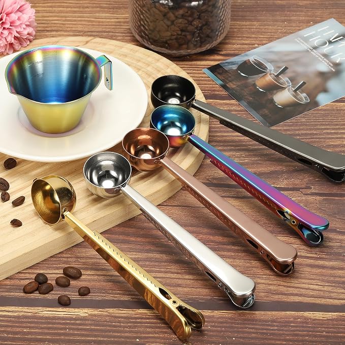 uxcell 3 PCS Coffee Scoop with Clip, Stainless Steel Coffee Scoop and Spoon Bag - Image 5