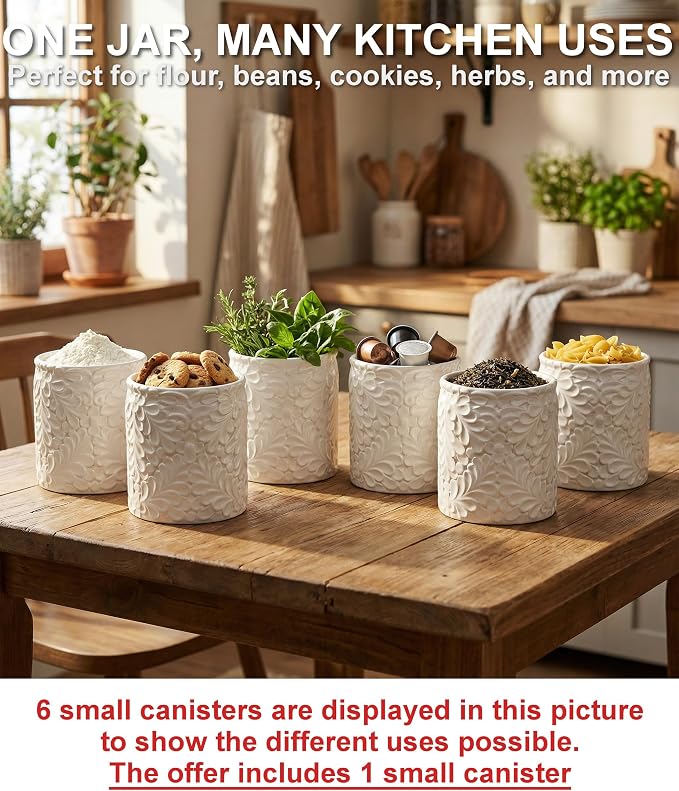 Small Engraved Ceramic Kitchen Canister - Image 3