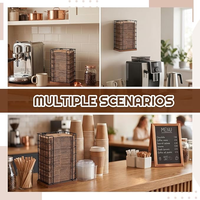 Geelin Coffee Cup Sleeve Holder, Wall Mount or Countertop Cup Sleeve Organizer - Image 6
