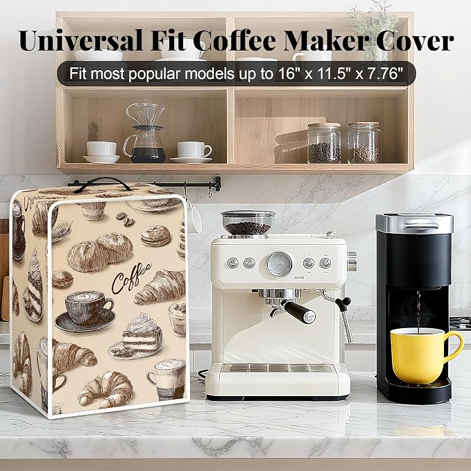 BVBOX Coffee Maker Cover, Durable Dustproof Lightweight Polyester Cotton Blend - Image 3
