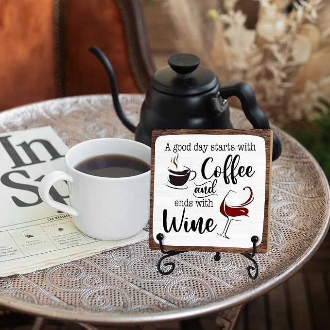 Coffee And Wine Desk Decor Sign, Rustic Wooden Sign - Image 5
