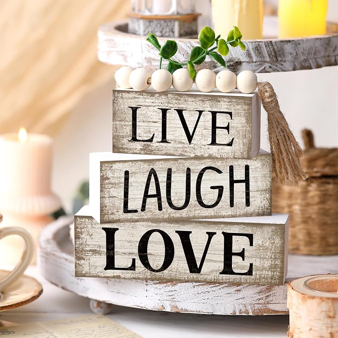 Yuntau 5 Pcs Rustic Farmhouse Tiered Tray Farmhouse Fake Books Decoration Life - Image 3