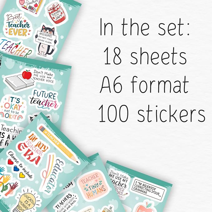 100Pcs Funny Teacher Stickers for Laptop, Water Bottles and Planner - Image 2