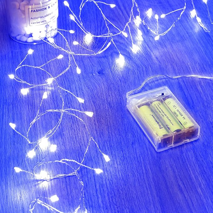 Fairy Lights Battery Operated, Twinkle String Lights Waterproof Silver Wire 5 by Minetom