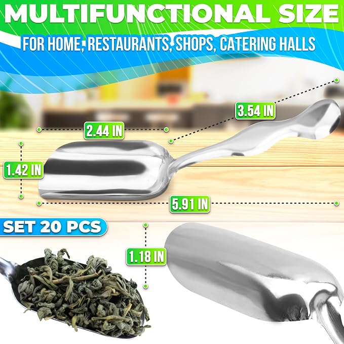 20 Pcs Small Scoops for Canisters – Mini Scoops for Candy, 5.8" Length - Image 2