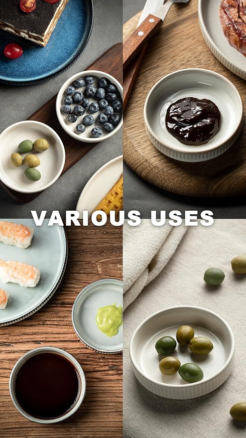 famiware Star Soy Sauce Dish Ceramic Dipping Bowls Set of 6, 4 oz Individual - Image 5