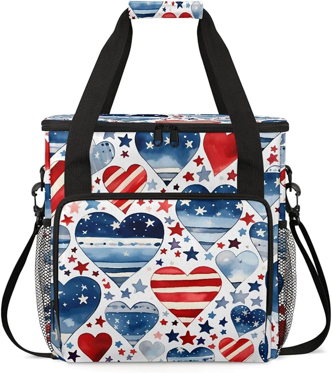 4th Of July Heart Coffee Maker Carring Bag, Large Insulated Storage Organizer by Home
