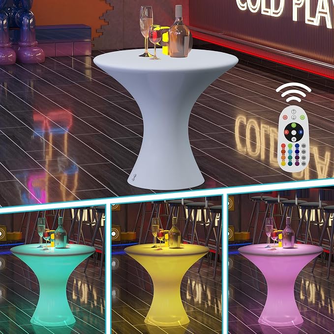 CECER 18" LED Cocktail Table，Rechargeable Light Up Furniture - Image 3