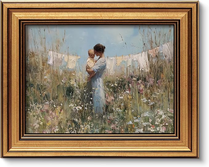 ARPEOTCY Vintage Gold Framed Canvas Wall Art, 8x10 Mother and Child Floral by ARPEOTCY
