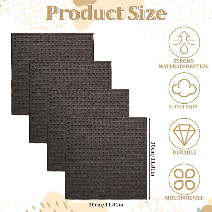 4 Pcs Barista Microfiber Cloths, Waffle Weave Microfiber Towel, Professional - Image 2