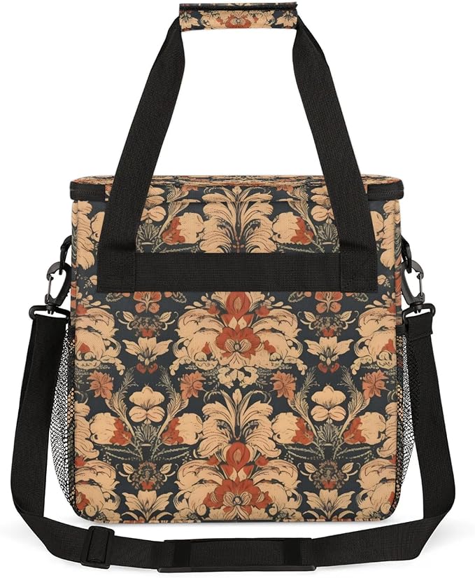 Vintage Bohemian Flowers Coffee Maker Carring Bag, Large Insulated Storage - Image 5