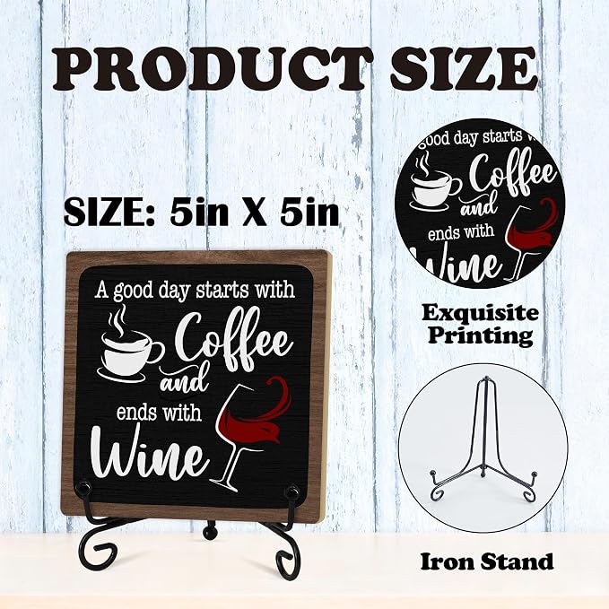 Coffee And Wine Desk Decor Sign, Rustic Wooden Sign - Image 2