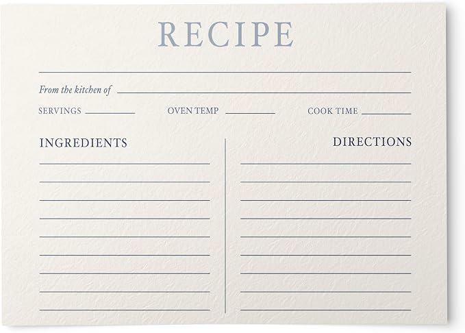Dashleigh Elegant Recipe Cards 4x6 Double Sided, 50 Pack Thick Cardstock by Dashleigh