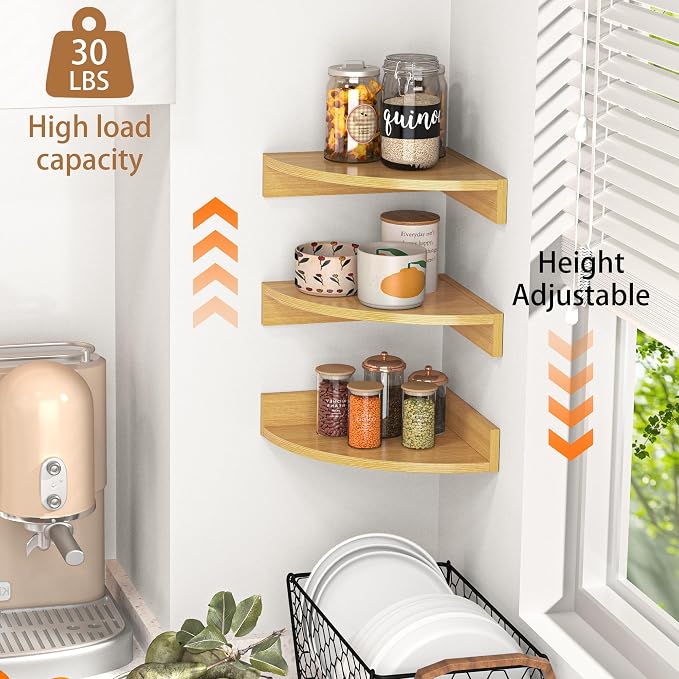 Fun Memories Corner Shelf Wall Mount, Wood Floating Corner Shelves, Corner Wall - Image 6