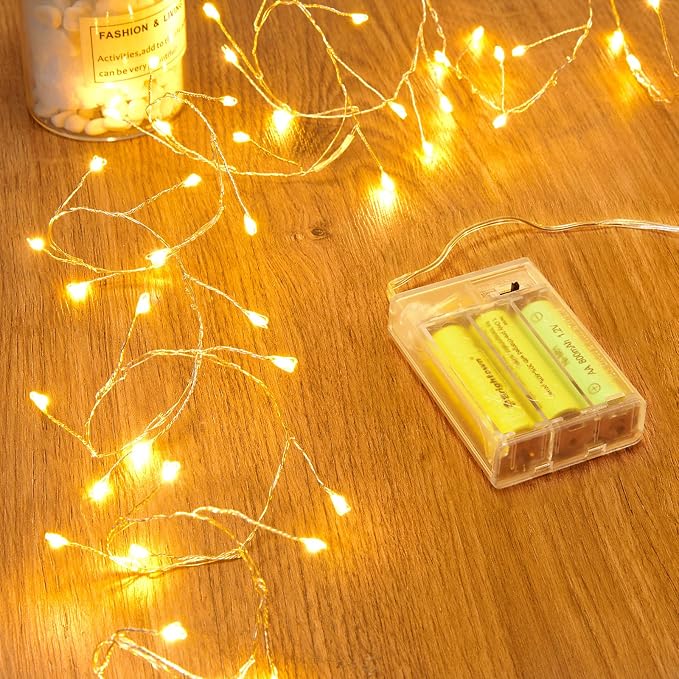 Fairy Lights Battery Operated, 60 LED Fairy String Lights Waterproof Silver by Minetom