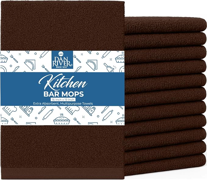 DAN RIVER Kitchen Bar Mops, 16 by 19 Inches, 100% Cotton Super Absorbent by DanRiver