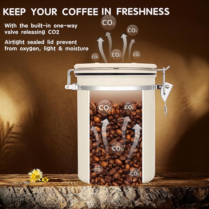 Aimery Stainless Steel Coffee Canister, 22oz Airtight Food Storage Container - Image 6