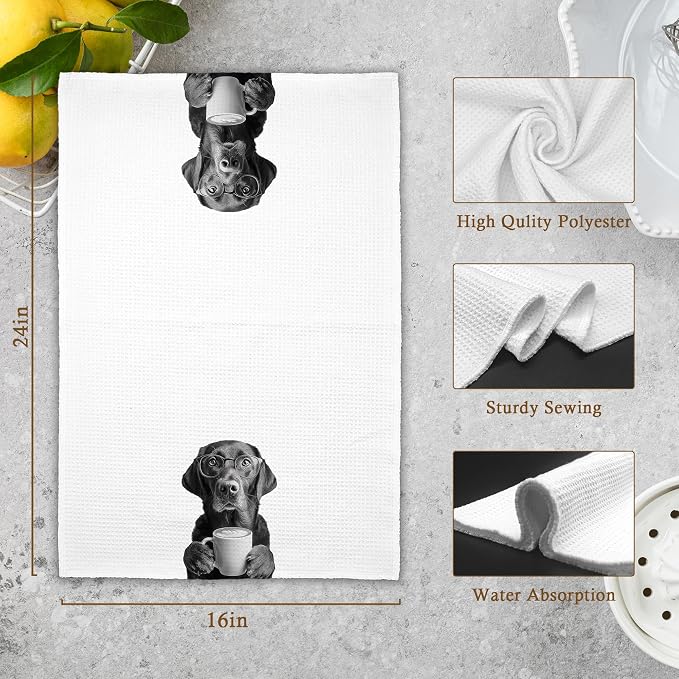Dog Labrador Kitchen Towels Set of 2, Funny Cute Hand Bathroom Towels Gifts - Image 7