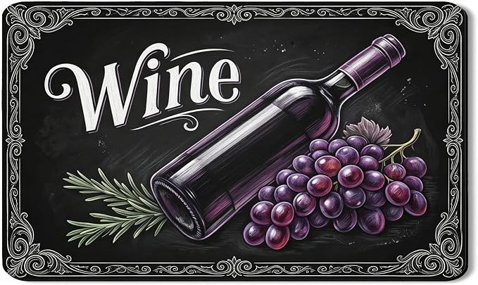 Wine Inspired Dish Drying Mats for Kitchen Counter, Vintage Black Grapes by Unknown