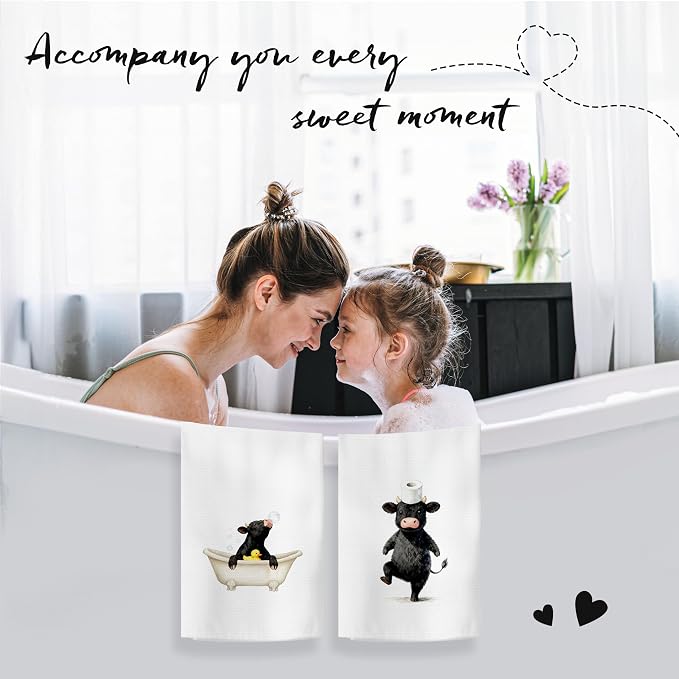 Funny Black Cow Bathroom Hand Towels, Gifts - Image 4