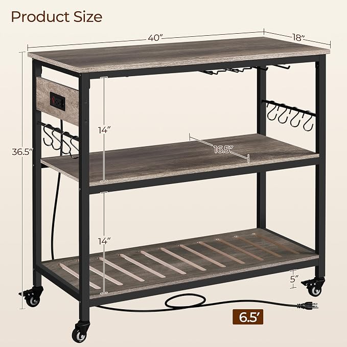 Yaheetech Kitchen Island Cart - Image 3