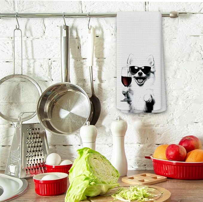 Funny Pomeranian Wine Kitchen Towels, Gifts - Image 3