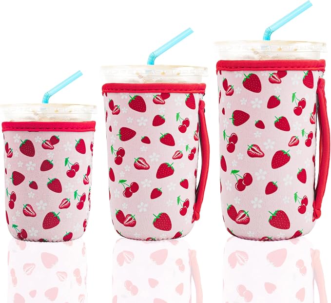 KJQJLY 3 Pack Reusable Iced Coffee Sleeves by KJQJLY