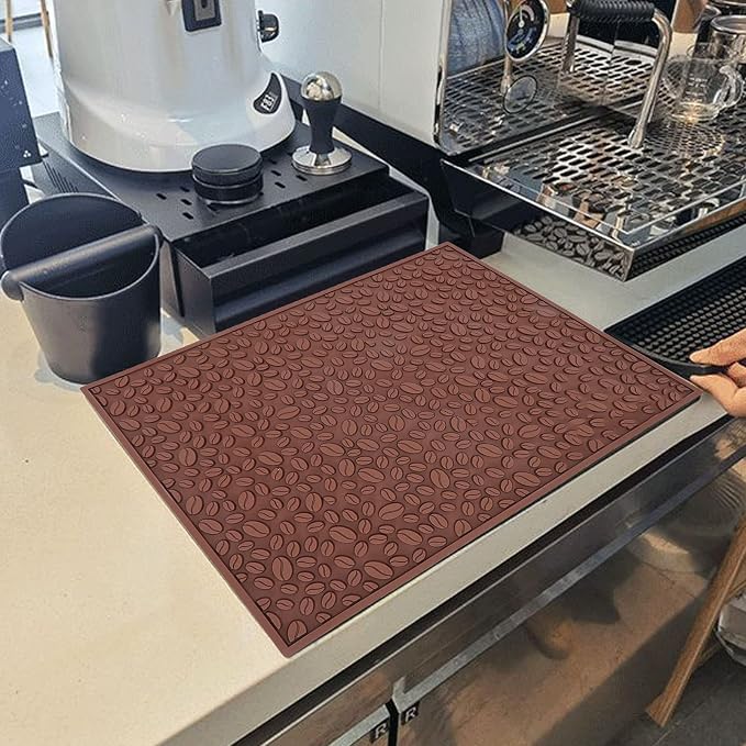 Coffee Bar Mat Slip Water Absorbing | Coffee Bean Design PVC Drip Tray - Image 8