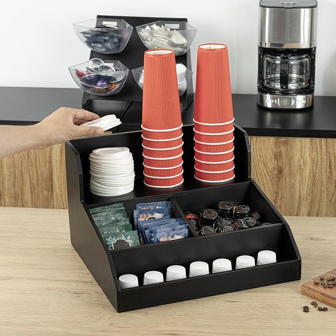 Restaurantware Coffee Cup Organizer 15 x 14.25 x 9.25 Inch Multipurpose Bamboo - Image 5